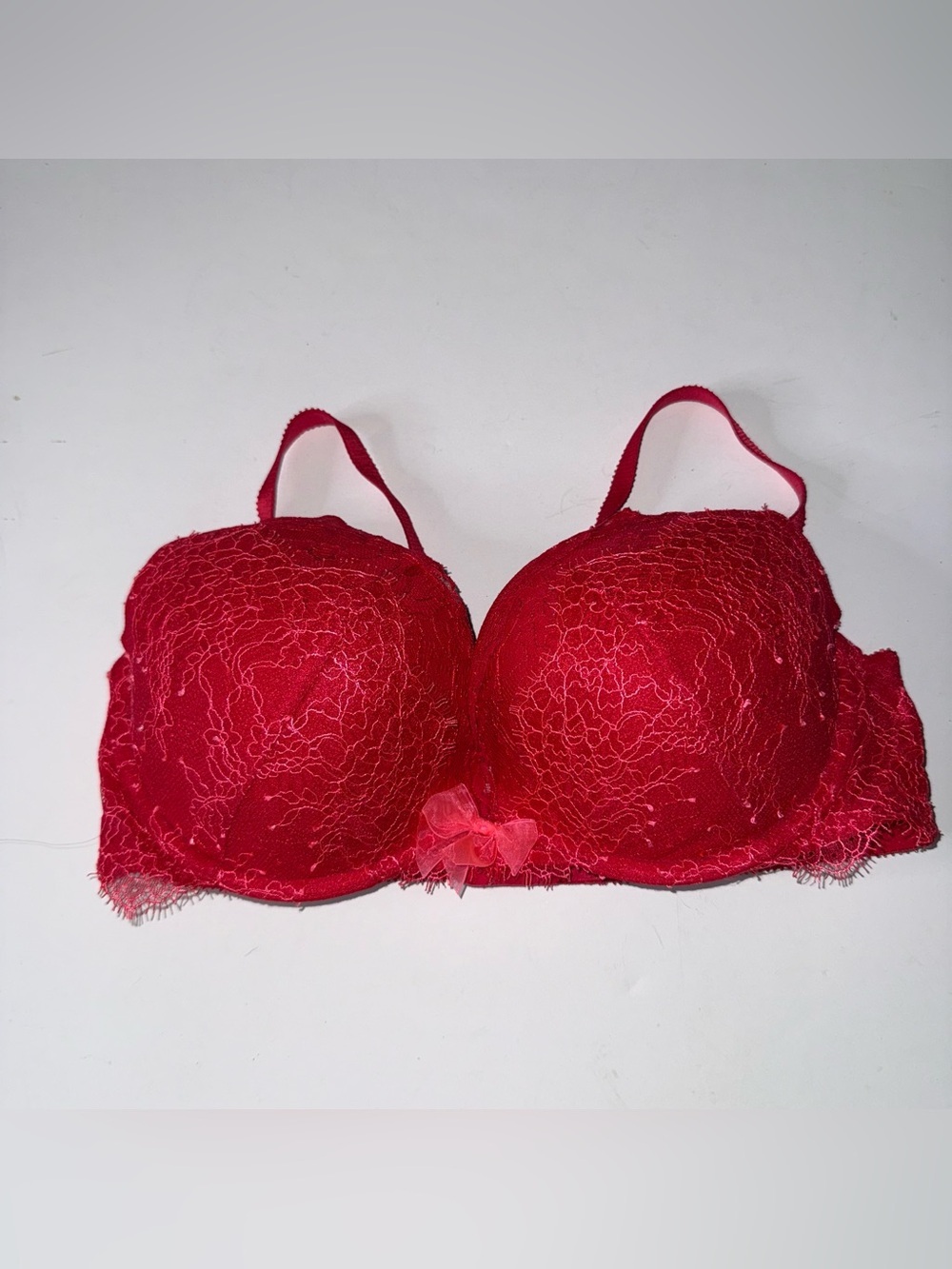 Victoria secret Red Lace Push-Up Bra with Bow Accent